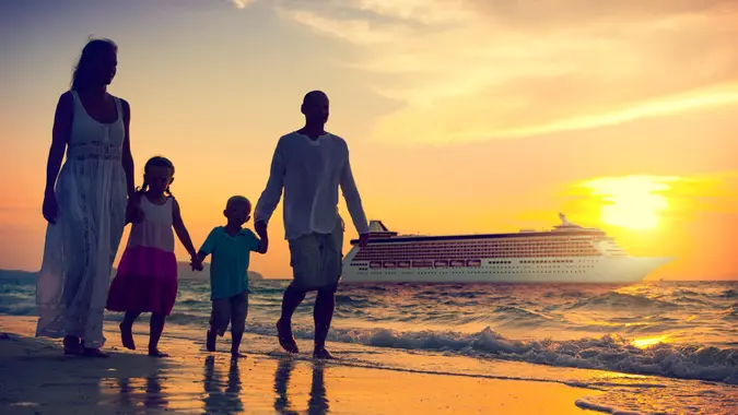 Family Children Beach Cruise Ship Relaxation Concept.