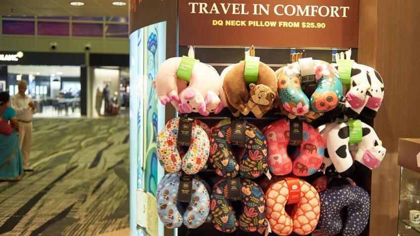 neck pillows for sale at an airport