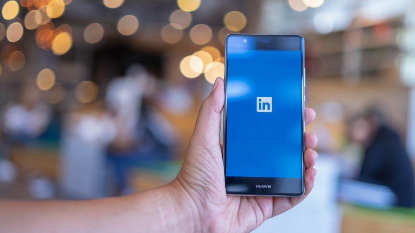 smartphone with LinkedIn