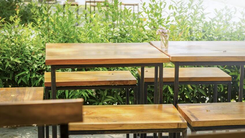 wooden tables