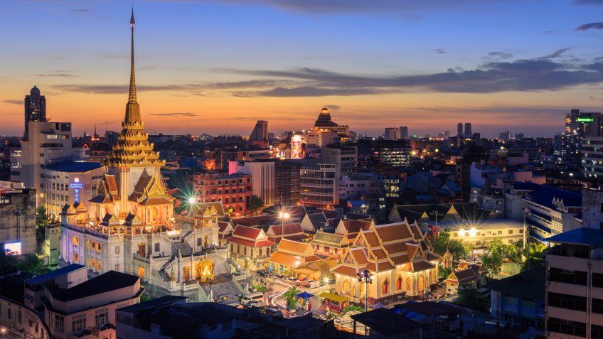 Wat Traimit Witthayaram Worawihan,Temple of the Golden Buddha in Bangkok, Thailand,June 12, 2017.
