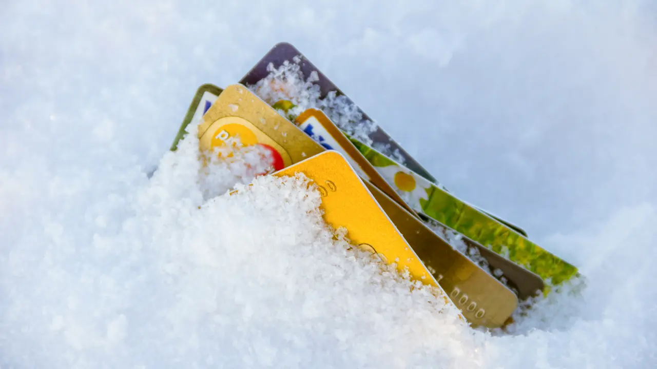 Credit Cards buried in snow