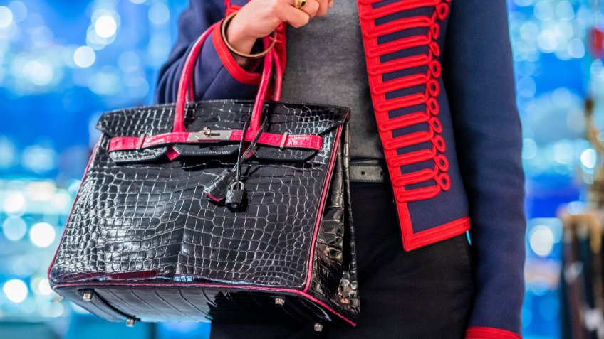 Mandatory Credit: Photo by Guy Bell/REX/Shutterstock (10053564x)Hermes Crocodile Birkin Handbag, £45,000, in Luxdelux Reserve - The Mayfair Antiques & Fine Art Fair, London Marriott Hotel Grosvenor Square.