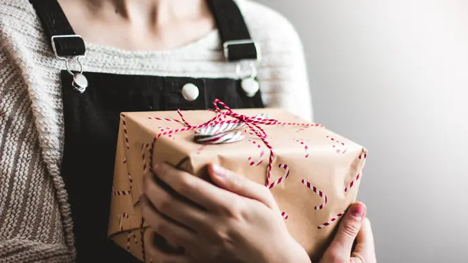 Holding a gift box