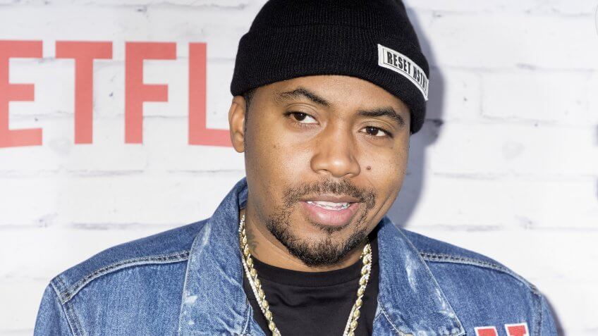 New York, New York, USA, April 5, 2017: Executive Producer Nas attends New York Kickoff Party for the Netflix The Get Down season One Part Two at Irving Plaza, Manhattan.