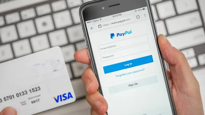 PayPal app with credit card