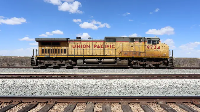 Texas land and Union Pacific Railroad train