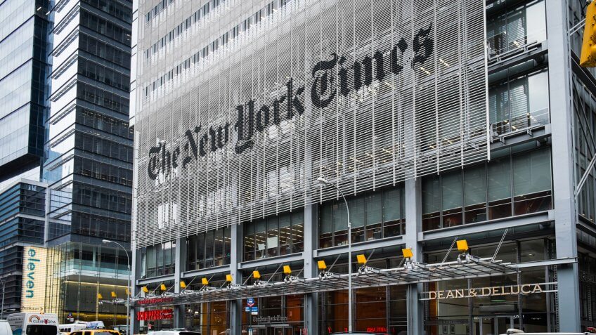 New York, USA- May 20, 2013: The front of The New York Times Building.