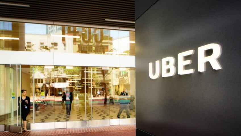 San Francisco, USA - May 12, 2016: Uber headquarters entrance in San Francisco with sign on the right.