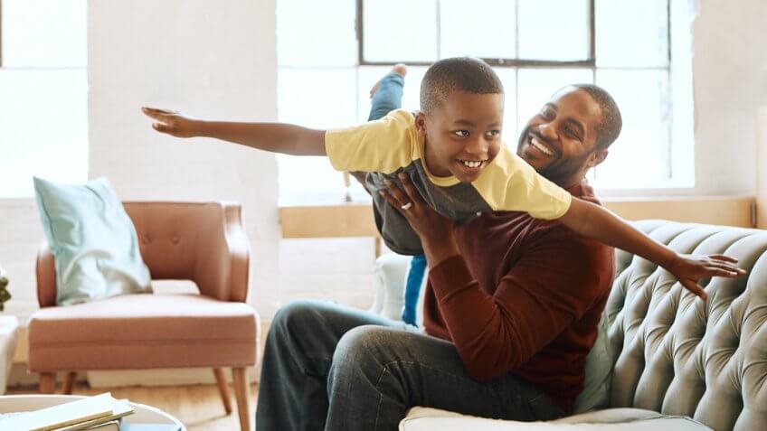 Shot of a family having fun indoors.