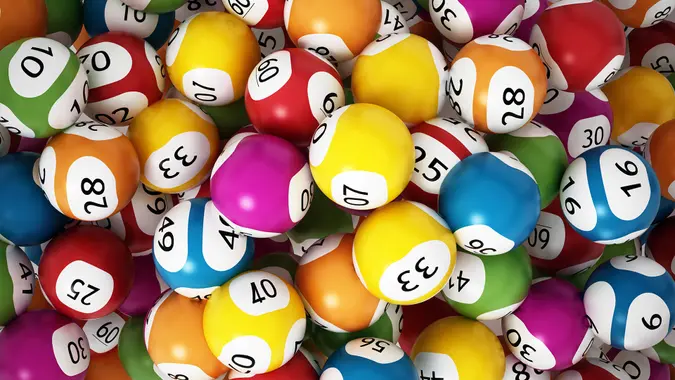 Multi-colored lottery balls.
