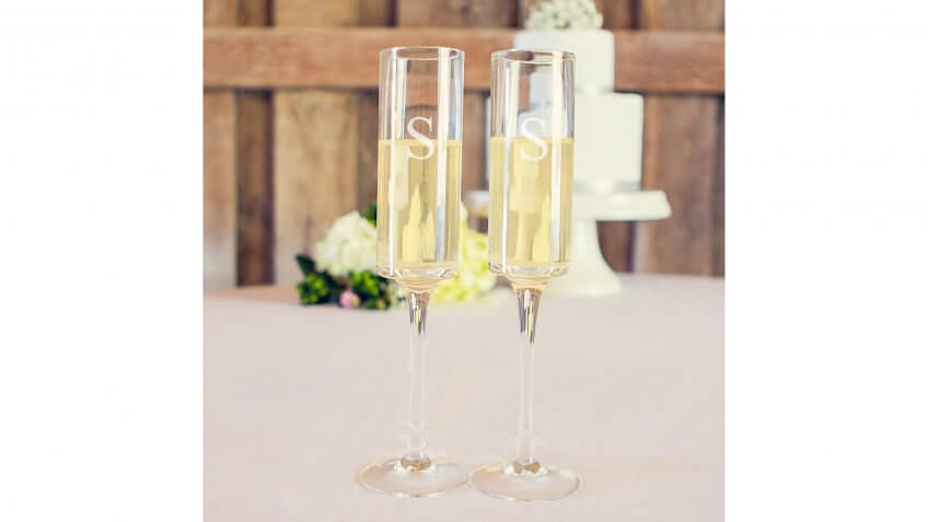 Cathy's Concepts Monogram Contemporary Champagne Flutes