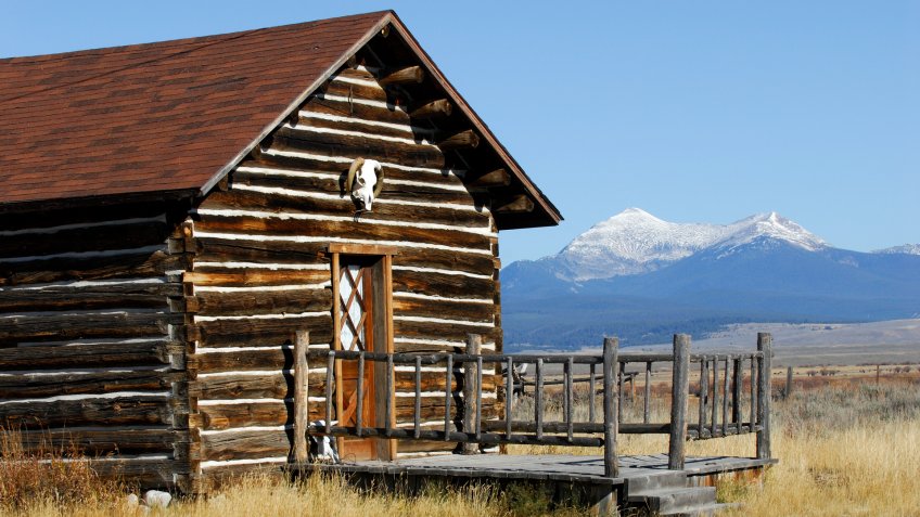 Mountain cabin that once served as a bunkhouse on a working cattle ranch.