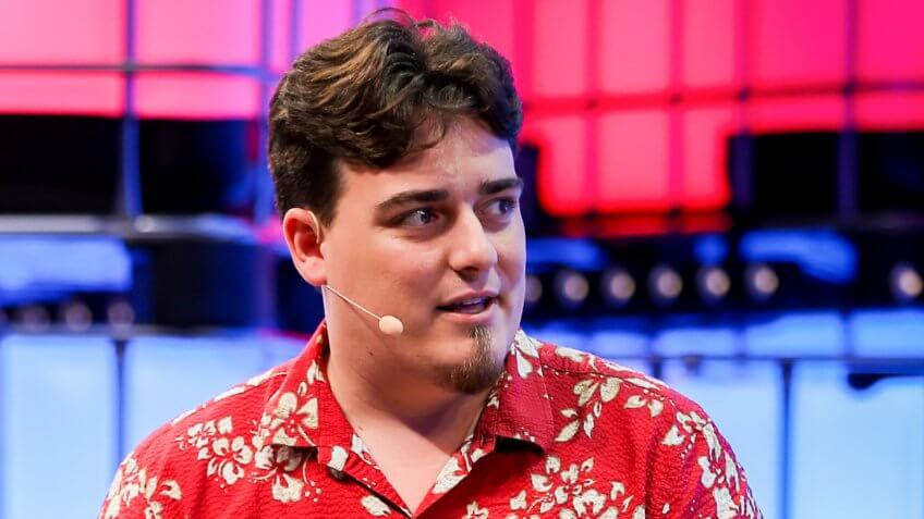 Photo by JOSE SENA GOULAO/EPA-EFE/REX/Shutterstock Defense company Oculus and Anduril's founder Palmer Luckey during a conversation with the topic 'Disrupting defense: How tech can, and should, support national security' on the fourth and last day of the 2018 Web Summit in Lisbon, Portugal, 08 November 2018. The 2018 Web Summit, considered the largest innovation event of startups and technological entrepreneurship in the world, takes place from 05 to 08 November at the Altice Arena and FIL pavilion, in Parque das Nacoes, Lisbon. Web Summit in Lisbon, Portugal - 08 Nov 2018