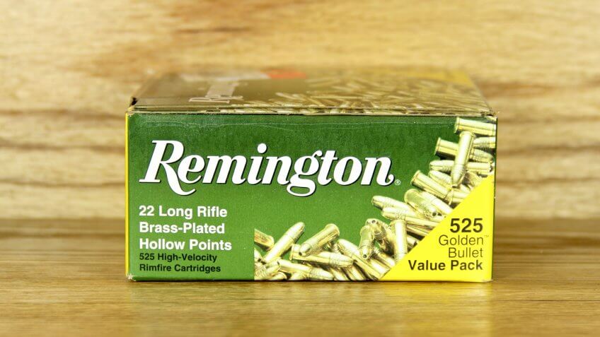 SPENCER , WISCONSIN-March 2, 2014 : box of Remington 22 Long Rifle Cartridges.