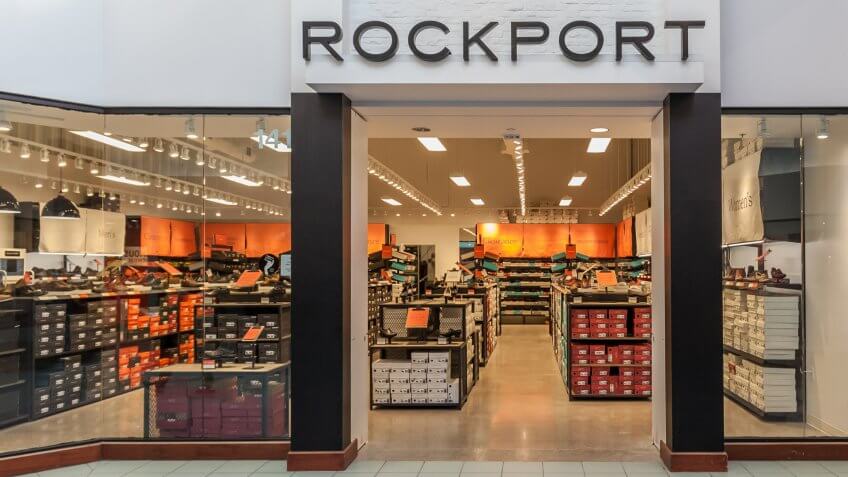 Vaughan, Ontario, Canada - March 24, 2018: Rockport shoe store at Vaughan Mills in Toronto.