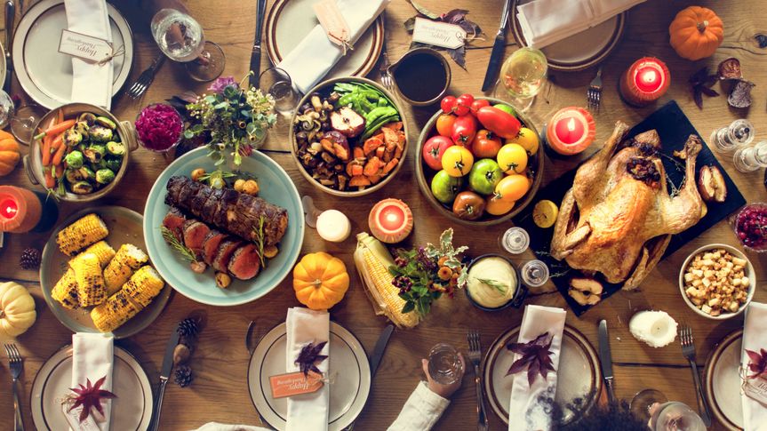 Thanksgiving Celebration Traditional Dinner Setting Food Concept.