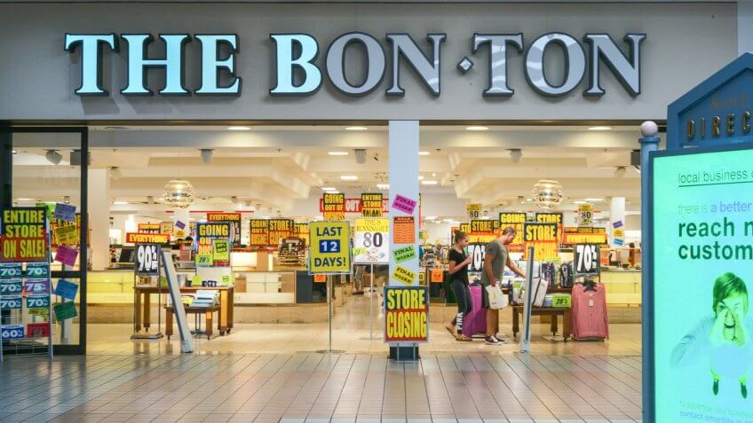 Philadelphia, Pennsylvania, August 19, 2018:Bon-Ton stores Inc, a bankrupt chain of 200 regional department stores is on store closing sales.