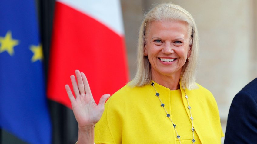Mandatory Credit: Photo by Francois Mori/AP/REX/Shutterstock (9691664a)IBM's President and CEO Virginia Rometty leaves after her meeting with France's President Emmanuel Macron at the Elysee Palace in Paris, .