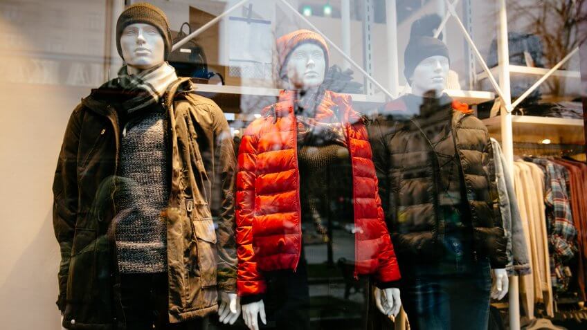 mannequins dressed in winter apparel