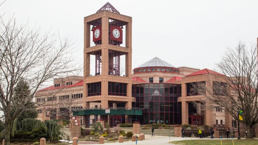 QUEENS, NEW YORK - MARCH 2, 2014: View of the Rosenthal Library at Queens College in New York City.