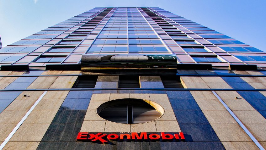 Exxon Mobil corporate sign outside of their headquarters in the Asia-Pacific, Kuala Lumpur, Malaysia, circa November, 2017 - Image.