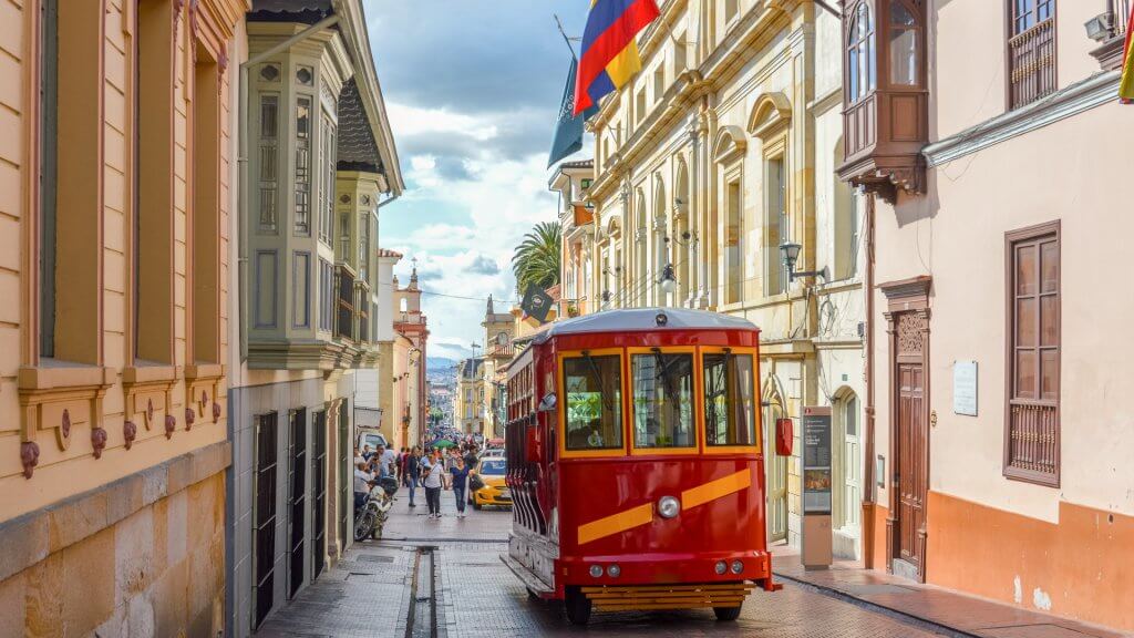 Historic La Candelaria neighborhood in Bogota, Colombia.