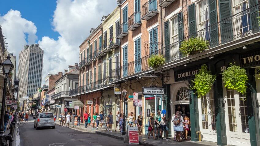 NEW ORLEANS - AUGUST 25: People traveling in The French Quarter in New Orleans on August 23, 2015.