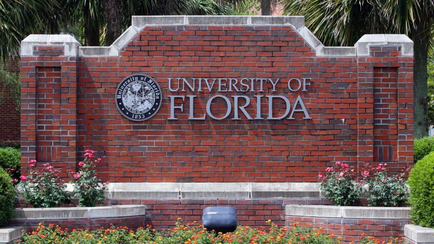 GAINESVILLE, FL - MAY 11: An entrance to the University of Florida on May 11th, 2016. The University of Florida is a public research university located in Gainesville, Florida.