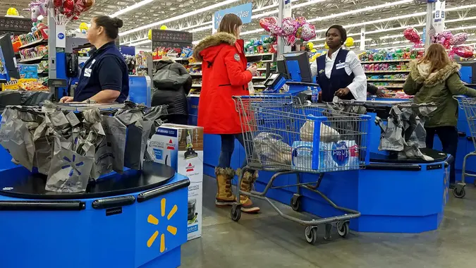 Walmart shoppers during Christmas time