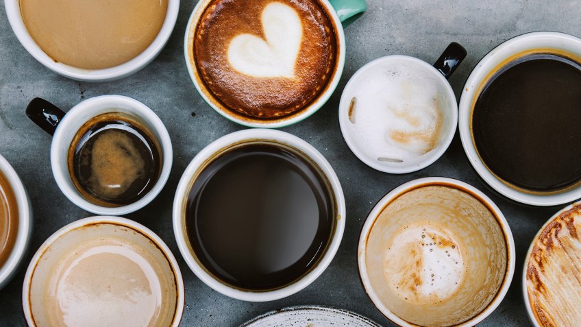 Aerial view of various coffee - Image.