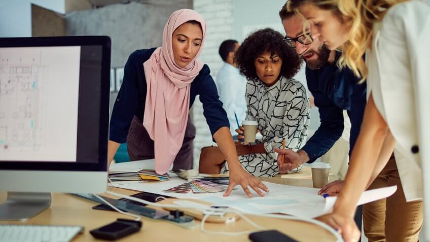 Diverse Business Team Working In The Office.