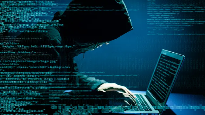 Hacker attacking internet.