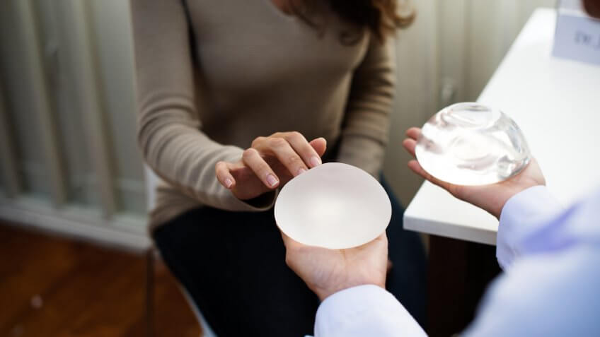 Woman planning to have a breast implant.