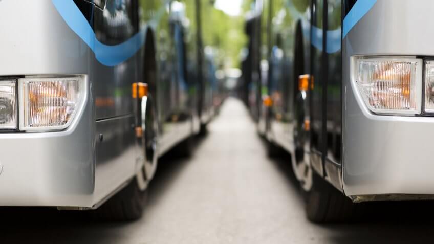 charter buses side by side