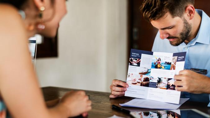 Guest booking a tour at a hotel