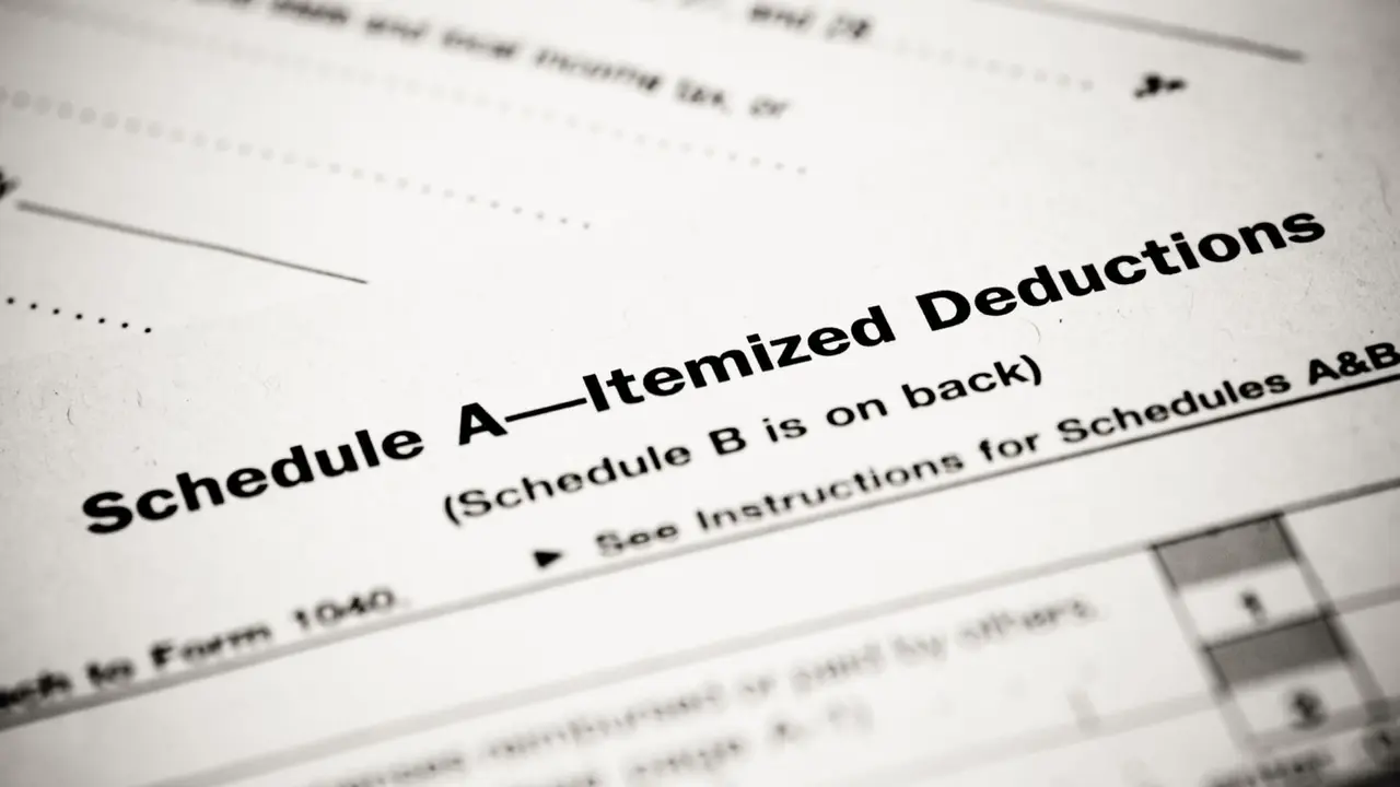 A close up of Schedule A for itemizing deductions for United States income tax.