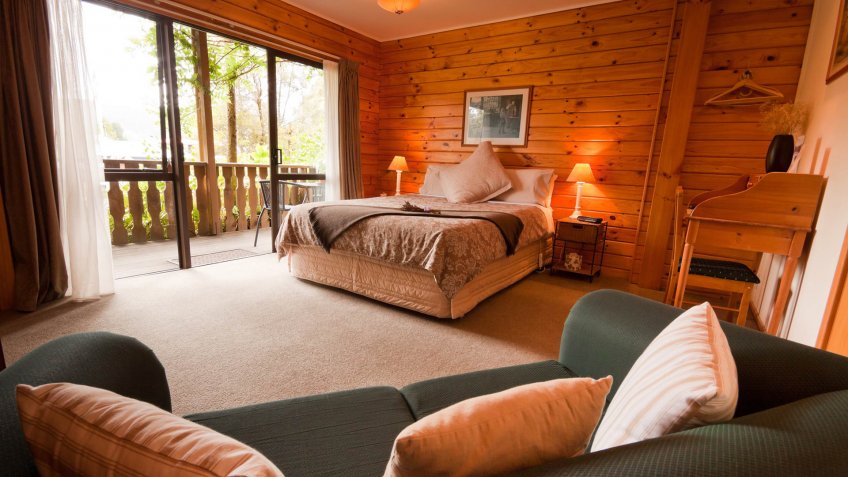cozy living room in a cabin house