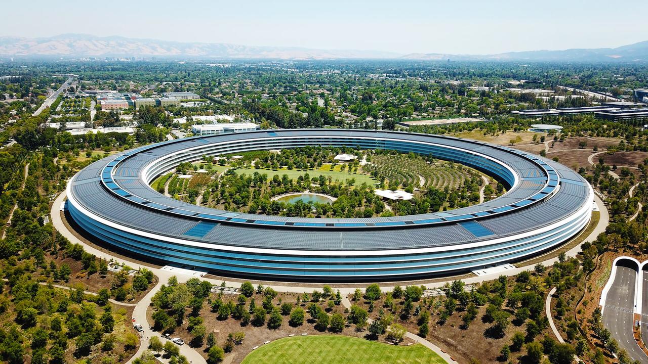 Cupertino, CA, USA - June 25, 2018: Aerial photo of Apple Headquarters, Apple Park.