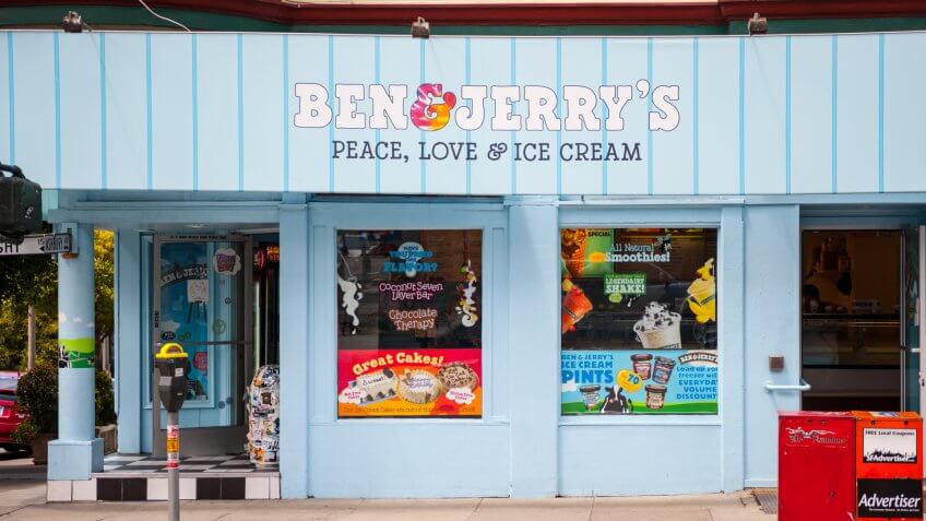 "San Francisco, USA - May 27, 2011: Ben + Jerry's ice-cream shop in the famous Haight-Ashbury district in San Francisco during daytime.