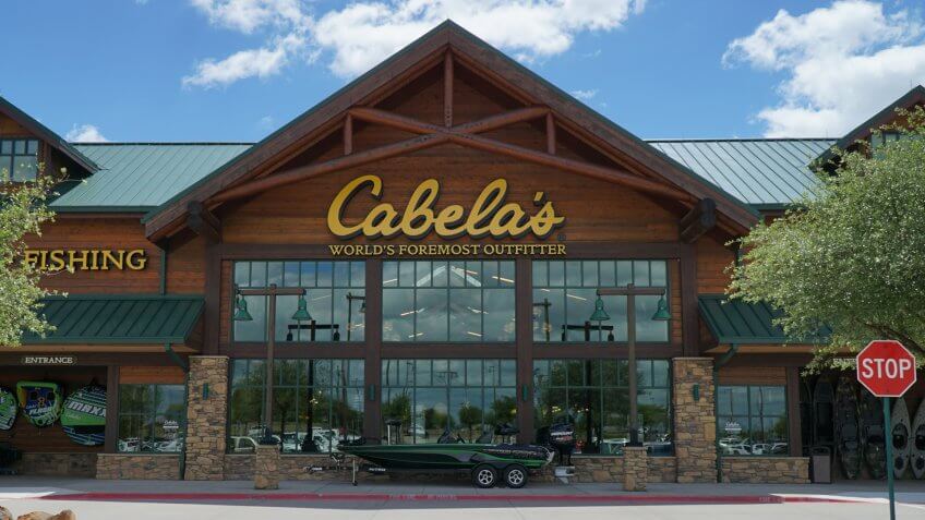 Allen, TX / USA 4/22/2018 - The entrance to Cabela's Sporting goods is shown.