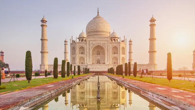 Early sun rising over the Taj Mahal, India.