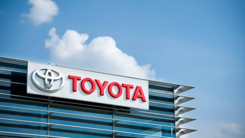 VILNIUS - JULY 6: Toyota logo on July 6, 2014 in Vilnius, Lithuania.