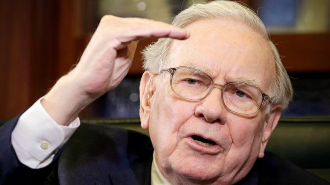 Mandatory Credit: Photo by Nati Harnik/AP/REX/Shutterstock (6124058a)Warren Buffett Berkshire Hathaway Chairman and CEO Warren Buffett speaks during an interview with Liz Claman on the Fox Business Network in Omaha, Neb.