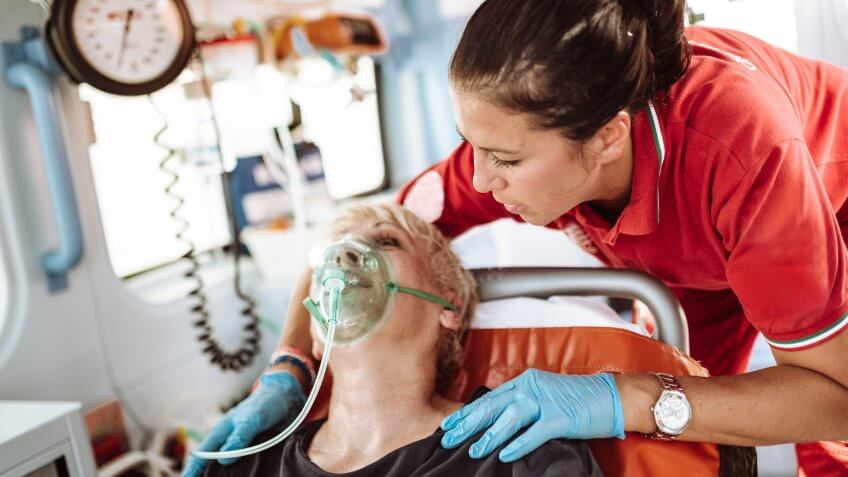 woman inside the ambulance.