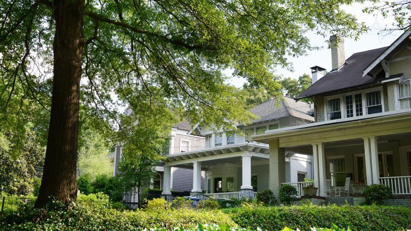 Atlanta, USA - May 23rd 2015: Houses and gardens in Atlanta.