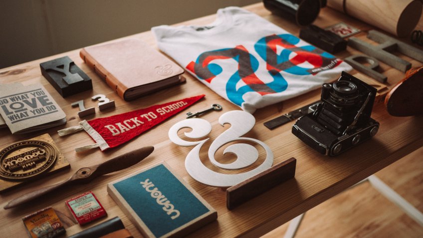 promotional branding products on a table
