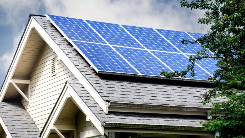 Solar Panels on Roof of Home.