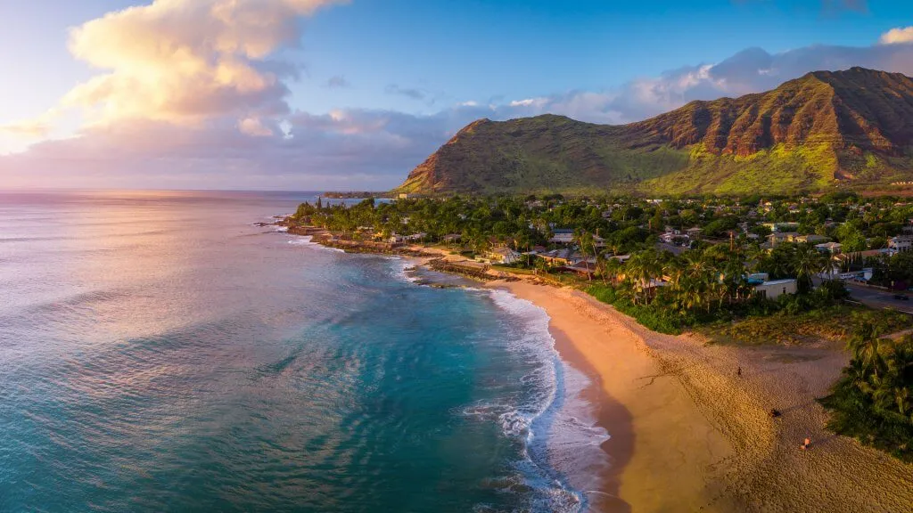 Aerial panorama of the West coast of Oahu