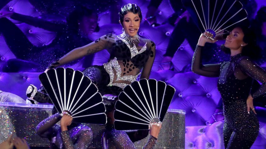 Mandatory Credit: Photo by Matt Sayles/Invision/AP/REX/Shutterstock (10101166bv)Cardi B performs "Money" at the 61st annual Grammy Awards, in Los Angeles61st Annual Grammy Awards - Show, Los Angeles, USA - 10 Feb 2019.